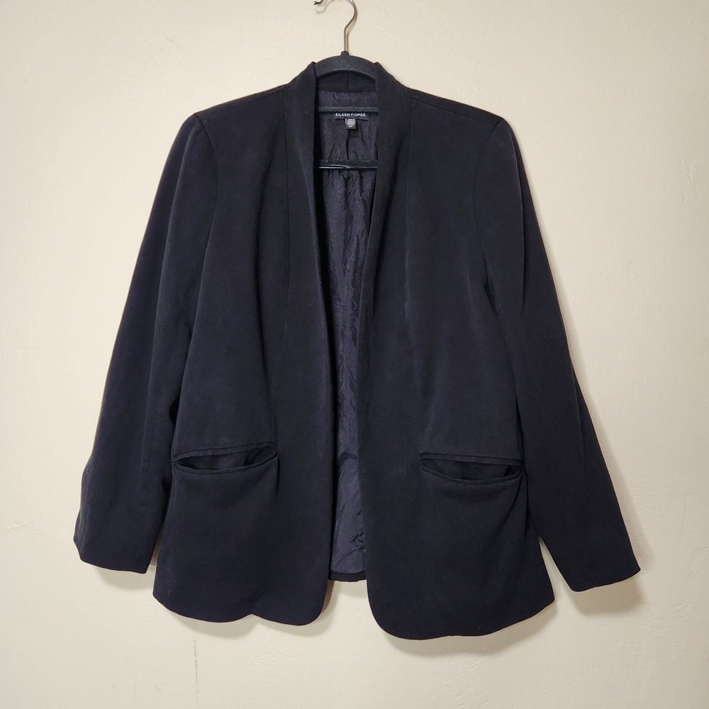 Eileen Fisher Black Open Front Blazer Womens size Small
